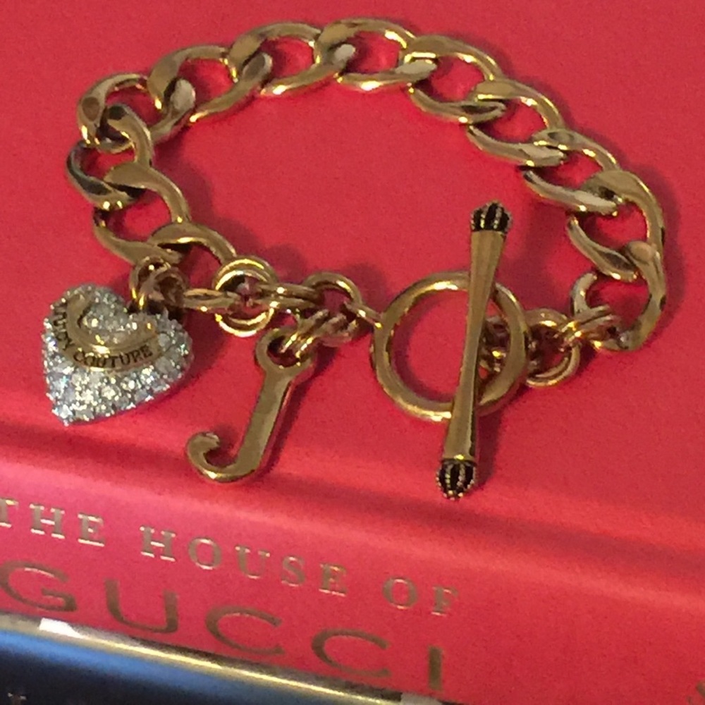 Juicy Couture Gold Puffed Pave Heart J Charm
